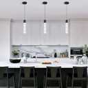 Pendant Lights Kitchen Island, 6500K Modern Kitchen Island Lights Brushed Black, 3 Pack Ceiling Lighting Fixtures with Crystal Bubble, Integrated LED Hanging Light for Dining Room Restaurant