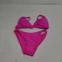 Bathing Suits for Women Deep V Neck Sexy Two Piece Bikini Sets for Women Thong Halter Cheeky Swimsuit (Large, Rose Red)