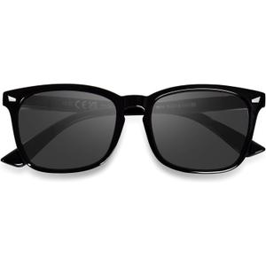OPTOFENDY Reader Sunglasses for Women Men, Full Lens Outdoor Reading Sunglasses with Spring Hinge, UV400 Protection (Bright Black)