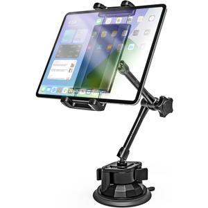 Tablet Holder Mount for Car - Anti-Shake Dashboard Windshield Sunroof Stand for Truck/Car/Pickup/Van, Heavy Duty Metal Tablet Mount for 4-12.9" iPad Pro Air Mini, Z Fold, iPhone