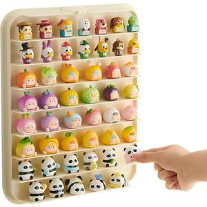 Clear Display Case for Mini Figures, Wall-Mounted Figures Display Box, Multi Story Minifigure Display Cabinet Suitable for Collectibles Action Figures Under 1.57 Inches (Cream)