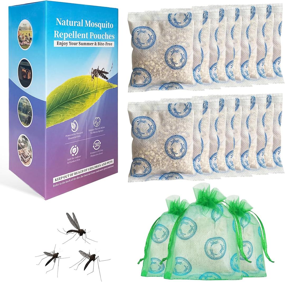 15 Pack Outdoor Mosquito Repellent Pouches for Indoor & Outdoor Use, Long-Lasting Protection, Made of Natural Ingredients Safe Around Kid & Pet, Mosquito Repellent Outdoor Patio, Yard, Backyard, Home