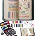 Embroidery Stitch Book Kit for Adults & DIY Craft Lovers,Portable Embroidery Kit for Beginners Enthusiasts,Includes Guide to 106 Patterns with Tools & Tutorials and 86-Piece Sewing Tool Kit(1 Set)