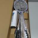 AboveGenius Badminton Rackets Set of 4 for Outdoor Backyard Games, Including 4 Rackets, 6 Nylon Badminton Shuttlecocks, Lightweight Badminton Racquets for Beginners