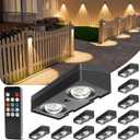VOLISUN Solar Fence Lights with Remote Control, 50 Lumen LED Fence Lights Solar Powered, IP65 Waterproof, 10 RGB Color Long-Lasting Solar Lights for Backyard Garden Deck Patio Railing (12 Pack) Only 6