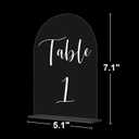 JOYIT Arch Wedding Table Numbers 1-10 with Stands 5" X 7" Acrylic Table Signs with Clear Background White Text, Perfect Acrylic Table Numbers for Wedding Receptions, Parties, Anniversaries, and Events