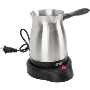 Turkish Coffee Pot, Stainless Steel Arabic, Greek & Turkish Electric Coffee Maker Machine Pot, 600ml Coffee Tea Warmer Kettle with Removable Anti Scald Handle Cordless Base for Home & Travel (GW-8054)