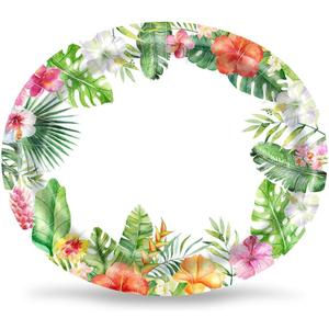 50 Count Hawaiian Luau Oval Paper Plates 10" X 12" Large Disposable Platters Party Goods Set Tropical Aloha Serving Dish Tray for Summer Beach Holiday Tableware Supplies Decor