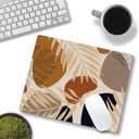 Mouse Pad, Square Abstract Mouse Pad, Cute Mouse Mat Waterproof Non-Slip Rubber Base Mouse Pads for Office Laptop, Brown Leaves