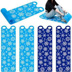Leyndo 54" Large Snow Sled for Adults Flexible Flying Carpet Snowflake Slider Mat Sledding Equipment Snow Lightweight Roll up Snowboard for Christmas Winter Ski Outdoor (Dark Blue, Light Blue)