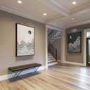 Large Framed Black and White Abstract Wall Art for Living Room, Set of 2 Modern Canvas Prints Paintings Artwork for Walls, Abstract Mountain and Moon Pictures for Bedroom Hallway Wall Decor 24x36 In