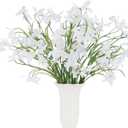 12pcs Fake Orchid Flowers Branches,21.7in Artificial Cymbidium Flower Stems for Table Centerpiece Wedding Vase Arrangements Office Home Decor (White)