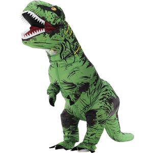 Inflatable Dinosaur Costume for Kids/Teens,Halloween Costumes T Rex Blow Up Costumes for Boys Girls,Cosplay(Green)