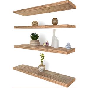GXYAWPJ 24 Inch Floating Shelves for Wall Rustic Light Wood Wall Shelves for Bedroom Set of 4