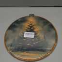 Lengues Christmas Tree Stars Round Wall Art, Christmas Gifts Round Wall Decor, Vintage Winter Canvas Framed Art Prints, Cottage Holiday Xmas Tree Forest Hanging Frame for Home Room Decor 10x10 Inch