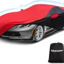 for c7 Corvette Car Cover All Weather Protection Waterproof Windproof for 2014-2019 C7 Stingray, for C7 Chevy Corvette Stingray Z51 Z06(Black&Red Combo)