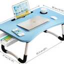 Lap Desk with Storage Drawer, Cup and Tablet Holder, Bed Tray Table, Foldable Laptop Desk, Laptop Stand for Working, Writing, Gaming and Drawing (23.6", Blue)