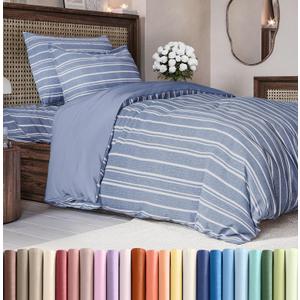 Duvet Cover Twin/Twin XL Size Set - Extra Soft Twin/Twin XL Duvet Cover 68" x 90" with 1 Pillow Sham - Hotel Luxury, Easy Care, Fade Free w/ Zipper Closures & Ties - Comfy & Breathable (Blue Stripes)