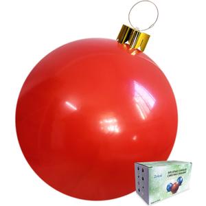 Inflatable Christmas Ornament Ball - 18" or 25" Indoor/Outdoor Holiday Decorations - Reusable and Storage Friendly (Red, 18)