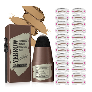 Kyahbeaute eyebrow stamp stencil kit, waterproof, smudge proof, all day wear, Includes: eyebrow stamp, stencil shapes brow brush, (soft brown)