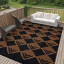 Anidaroel 8x10ft Camping Rug for Outside RV, Waterproof Outdoor Rug for Patio Clearance, Reversible Plastic Straw Outside Rug, Large Outdoor Area Rug for Backyard, Trailer (Black&Brown, 8'x10')