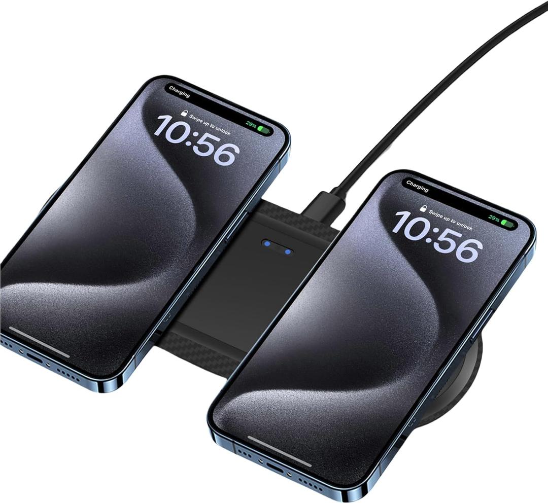 Wireless Charger, Dual 20W Wireless Charging Pad for Samsung Galaxy S24/S23/S22/S21/S20/S10/Note, Fast Charging Pad for Apple iPhone 15/14/13/12/11/XR,for Google Pixel 8/7/6, and More. (1 Pack)