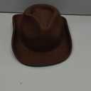 Kids Western Cowboy Hat Wide Brim with Band Wool Felt Vintage Jazz Fedora Cowgirl Hats for 3-7 Years Boys Girls