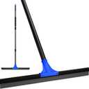 Floor Squeegee for Concrete and Tile Cleaning, 24'' Rubber Wiper Broom, Large Heavy Duty Water Scraper with 60'' Long Handle for Garage, Deck, Bathroom, Shower Glass, Window (Blue)