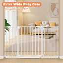 29"-51" Baby Gate for Stairs, Auto Close Stroller Friendly Dog Gate Indoor for Doorways, Pressure Mounted Baby Gate, Easy Walk Through Gate for Children & Pets, White