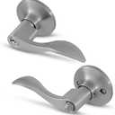 Honeywell Safes & Door Locks - Interior & Exterior Wave Lever Door Handle with Keys - Door Lever for Bedroom - Anti-Bump Resistant - Reversible for Right & Left Sided Doors - Satin Nickel - 8106301 (Satin Nickel)