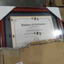 Double 8.5x11 Diploma Certificate Frame, Solid Wood & Tempered Glass, Cherry Lacquer Finish & Intricate Rope Detail, Purple over Gold Mat