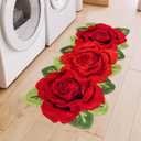 USTIDE Fluffy Rose Area Rug Soft Rose Runner Nonslip Handmade Rug Modern Carpets Washable Floor Runner Mats for Living Room Laundry Room Hallway Bathroom High Pile