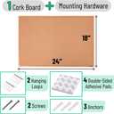 Mr. Pen- Cork Notice Board, 24 X 18 Inches, Cork Bulletin Board for Walls, Pin Boards, Framed Corkboard, Decorative Hanging Pin Boards, Perfect for Office & Home Decor, 36" x 24"