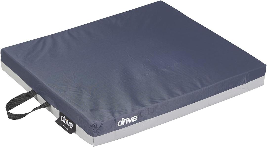 Drive Medical 14888 Skin Protection Gel "E" Wheelchair Seat Cushion, Gel Seat Cushion With Non-Slip Removable Cover, 18" x 16" x 2", 1 Count