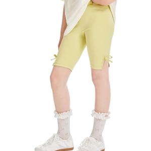 Girls Athletic Shorts High Waist Biker Shorts with Ruffles Bow Tie Dance Yoga Sports Everyday Active Shorts (XX-Small)