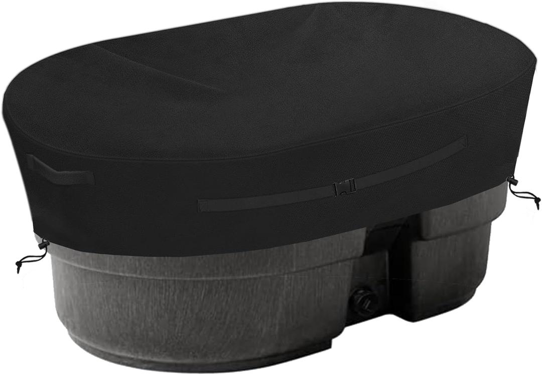 SIRUITON 100 Gallon Oval Stock Tank Cover, Heavy Duty 600D Oxford Fabric Ice Cold Water Therapy Ice Bath Cover Waterproof Rip Proof Tough Keeps Tanks Clean,Black