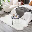 Carvapet Soft Fluffy Rugs Faux Fur Sheepskin Area Rug for Bedroom Floor Mat Carpet for Living Room Nursery 4 x 6 Feet,White