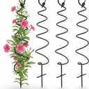 4 Pack Spiral Iron Trellises Black Wrought Garden Trellis, 45 Inch High Spiral Design for Climbing Plants, Indoor Outdoor Decorative Plant Support Stake