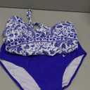 ZAFUL Women's Sexy Halter Tankini Swimsuits Drawstring Tummy Control Tankini Bathing Suits Two Piece Full Coverage Swimsuits (Blue) XL