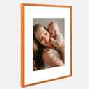 Set of 2 Orange 11x14 Aluminum Picture Frames with Mat for 8x10 Photos - Durable HD Plexiglass for Superior Clarity - Versatile Colorful Metal Frames Ideal for Wall Mounting Vertically or Horizontally