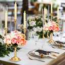 Rtteri 6 Pcs Gold Candelabra Candlestick Holder Metal Candle Stand Candelabra for Taper Candles Table Centerpieces Wedding Christmas Holiday Birthday Party (9.5 x 9.5 x 19.7 Inch,3 Arm)
