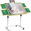 Jigsaw Puzzle Table 1500 Pieces,Adjustable Height&Up Puzzle Table with draswers and Cover,Puzzle Tables for Adults with Drawers, for Puzzle Doer（Green Color