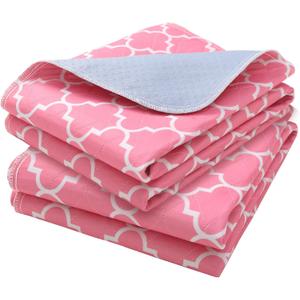 OUTCREATOR® Washable Bed Pads 34" x 76" (Pack of 2), Incontinence Mattress Protector, Anti-Slip Waterproof Underpads for Adults Kids Elderly Pets, Absorbency & Reusable Bedwetting Pads (Pink)