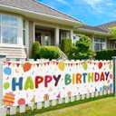 Hooqict Happy Birthday Banner Sign for Backdrop Party Decorations, Reusable Birthday Party Banner for Home Classroom Wall Door Porch Yard Sign, 63" x 17.8"