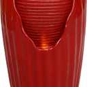 Teamson Home Glazed Vase Floor Freestanding Water Fountain with LED Lights and Pump for Outdoor Patio Backyard Deck Plant Garden Dcor, 32 Inch Height, Red