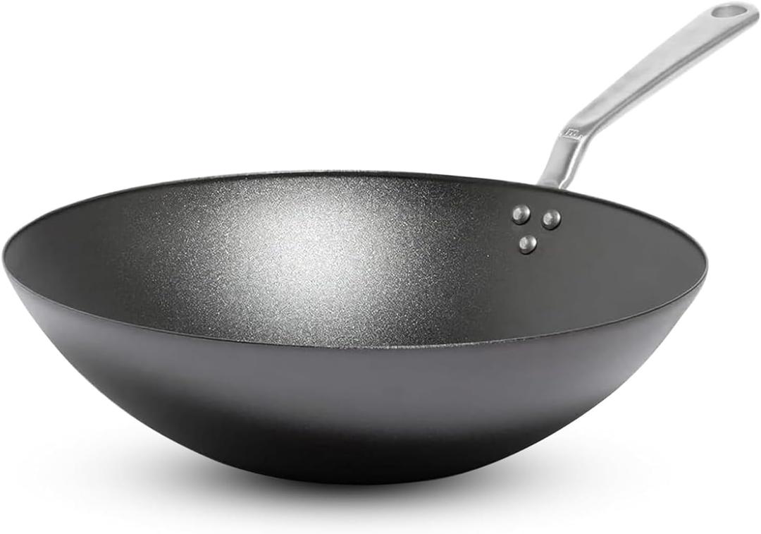 Made In Cookware | 13" Seasoned Carbon Steel Wok - (Like Cast Iron, but Better) | Professional Cookware | Crafted in Sweden | Induction Compatible