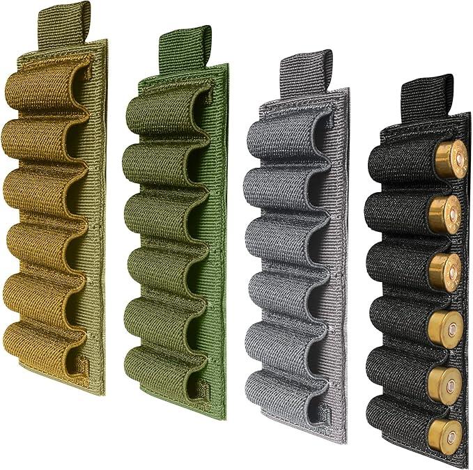 Generic 4pcs 6 Hole Shell Card Holder with Adhesive Back Sticker - 12/20 Ga Side Saddle Shell Carrier for Rifle Shotgun Cartridge Ammo