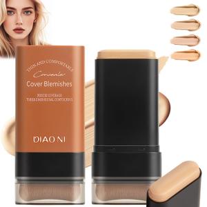 Flawless Eraser Foundation Stick,Korean Hydrating Lightweight Foundation Stick with Brush,Multi-Use Foundation Stick Makeup, Waterproof Thin and Cover Blemishes for All Skin Types (natural, 02) (0.01 Fl Oz (Pack of 1))