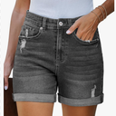 LookbookStore Jean Shorts Womens Stretchy High Waisted Ripped Denim Shorts with Pockets Trendy Distressed Cut Off Shorts, Size -XL