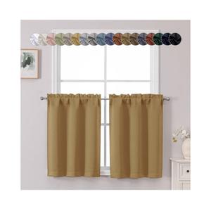 Chyhomenyc Gold Short Blackout Curtains 30 Inch Length, Small Kitchen Curtain Tier Rod Pocket Half Window Curtains for Bathroom Basement Cabinet Camper RV Bunk, 2 PCS, Each 30" Wx30 L
